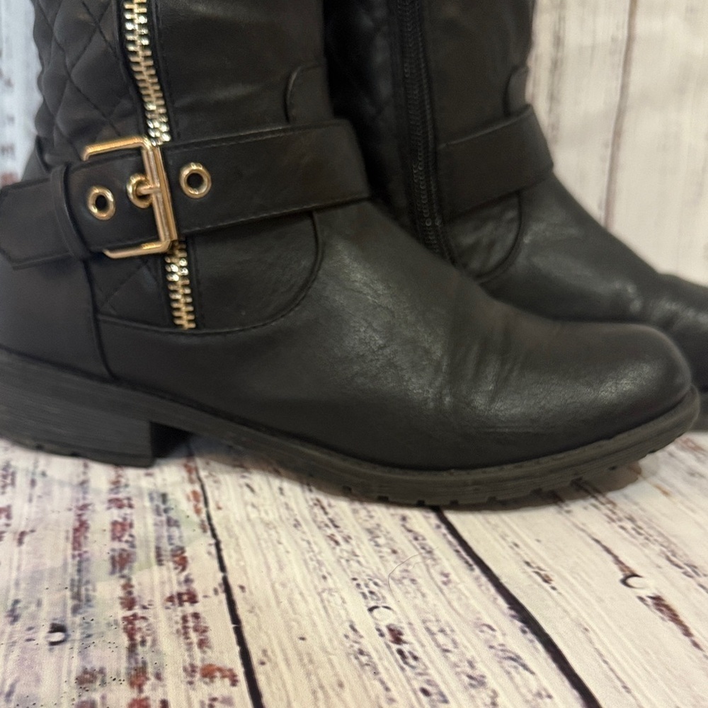 Black Faux Leather Boots - Picture 2 of 4